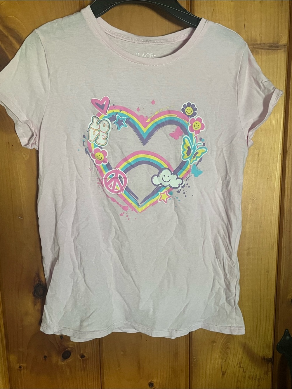 The Childrens Place Girls' Light Pink Rainbow Heart Graphic Tee